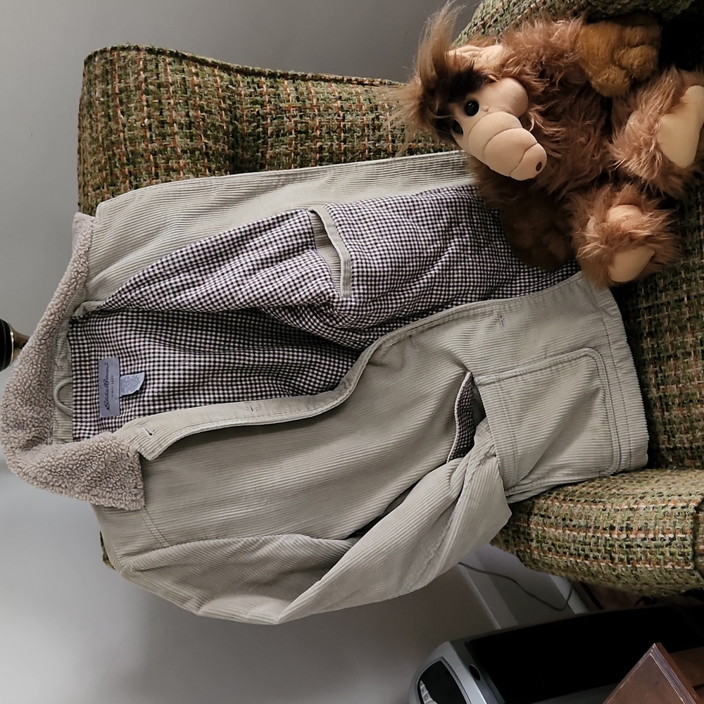 Eddie Bauer Corduroy Beige Coat Medium